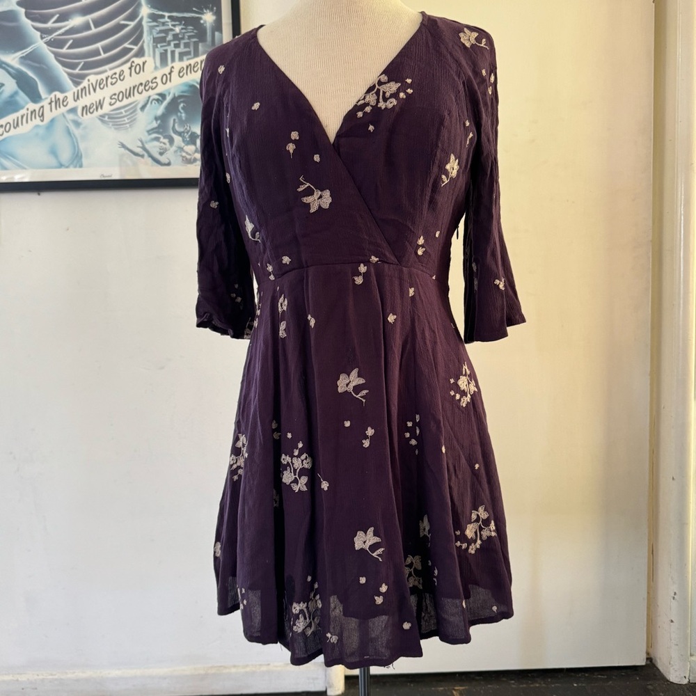 Free People Plum Floral Mini Dress